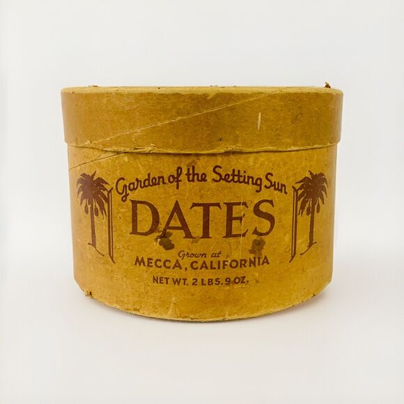 Vtg GARDEN OF THE SETTING SUN DATES Container Advertising Box Mecca CA Palm Tree - Picture 2 of 9